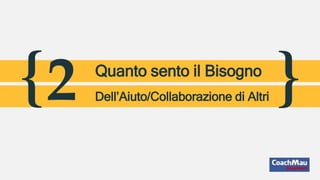 { }2 Quanto sento il Bisogno
Dell’Aiuto/Collaborazione di Altri
 