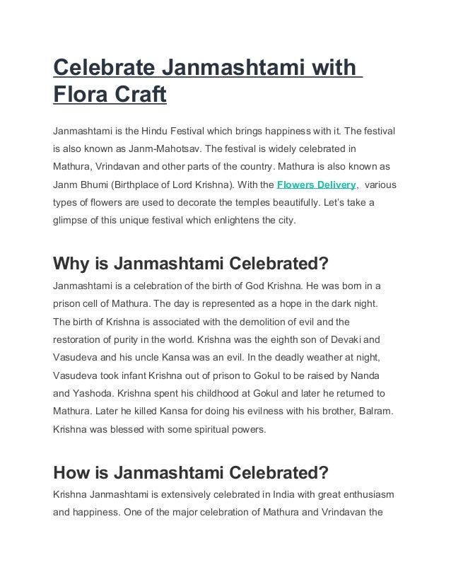 Celebrate Janmashtami With Flora Craft