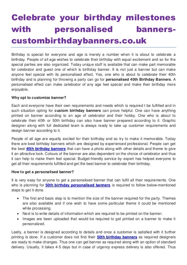 Celebrate Your Birthday Milestones With Personalised Banners Custombi