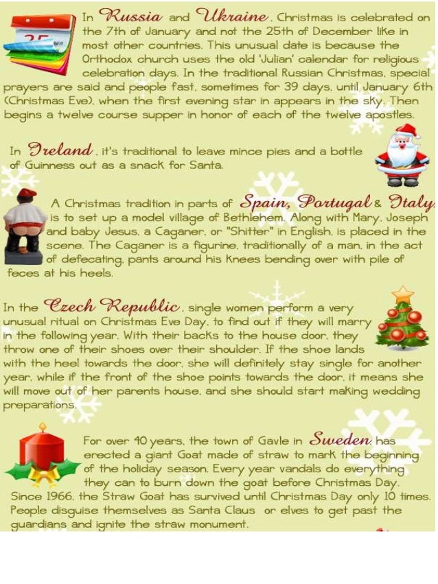 Celebration of christmas in different countries