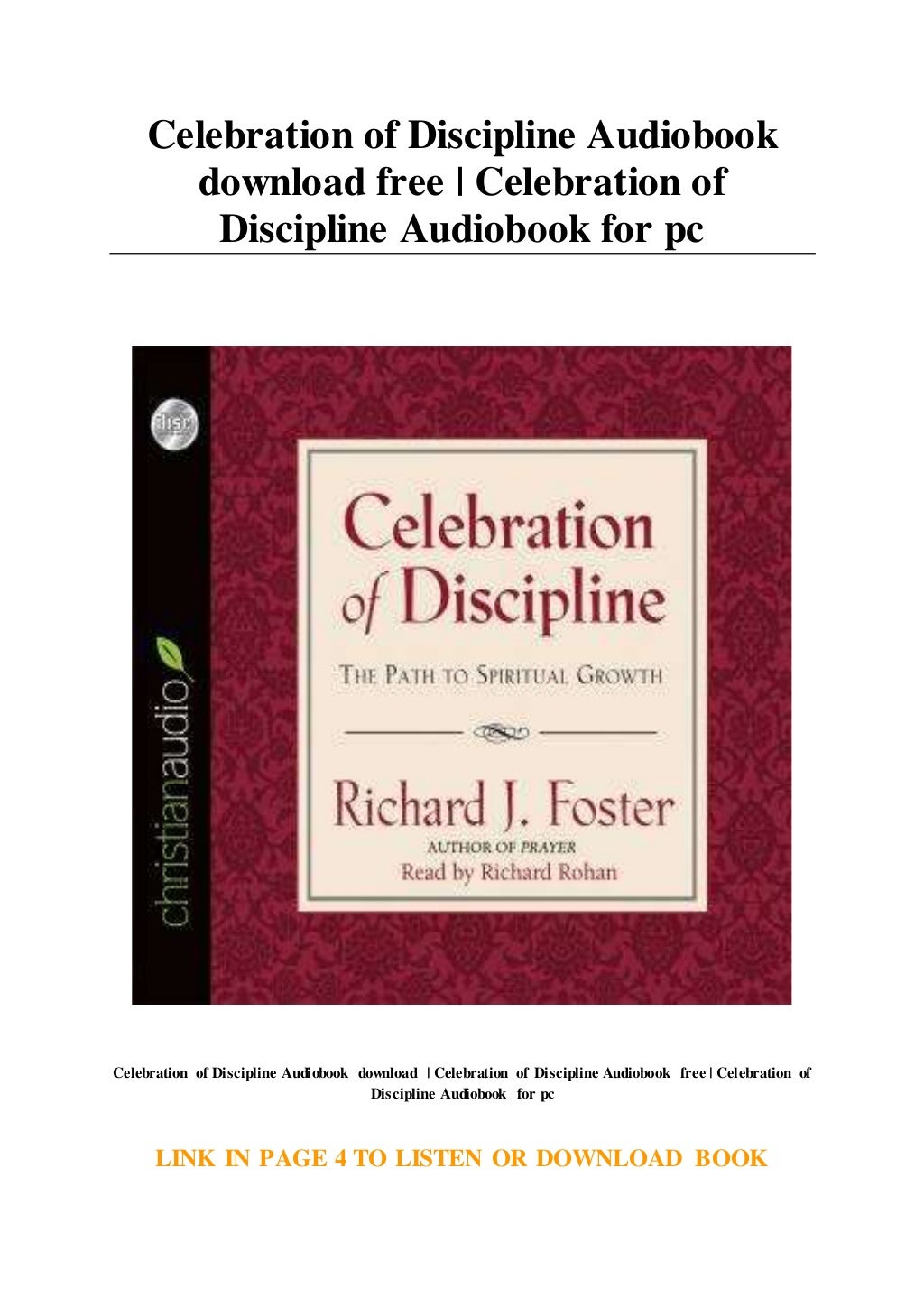 Celebration of Discipline Audiobook download free | Celebration of Di…