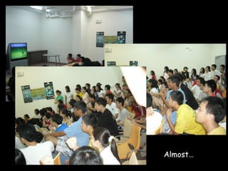 Squeezing in for the kill… Ohhh… It bounced off  the goal post! Almost… 