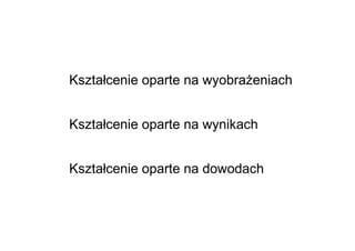 Kształcenie oparte na wyobraŜeniach


Kształcenie oparte na wynikach


Kształcenie oparte na dowodach
 