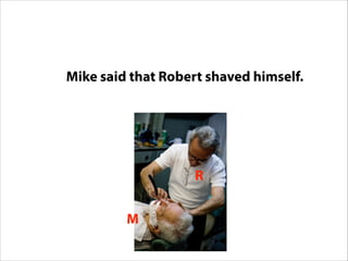 Mike said that Robert shaved him.Mike Robert
R
M
http://www.flickr.com/photos/rockmixer/2832611130/
Mike said that Robert shaved himself.
 