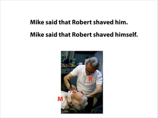 Mike said that Robert shaved him.Mike Robert
R
M
http://www.flickr.com/photos/rockmixer/2832611130/
Mike said that Robert shaved himself.
 