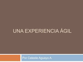 UNA EXPERIENCIA ÁGIL
Por Celeste Aguayo A.
 