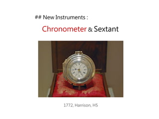 ## New Instruments :
Chronometer & Sextant
1772, Harrison, H5
 