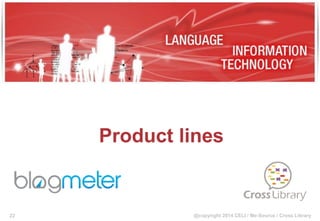 @copyright 2014 CELI / Me-Source / Cross Library
Product lines
22
 