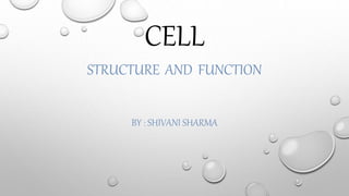 CELL
STRUCTURE AND FUNCTION
BY : SHIVANI SHARMA
 