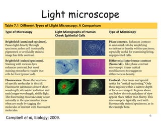 Light microscope
6Campbell et al, Biology; 2009.
 