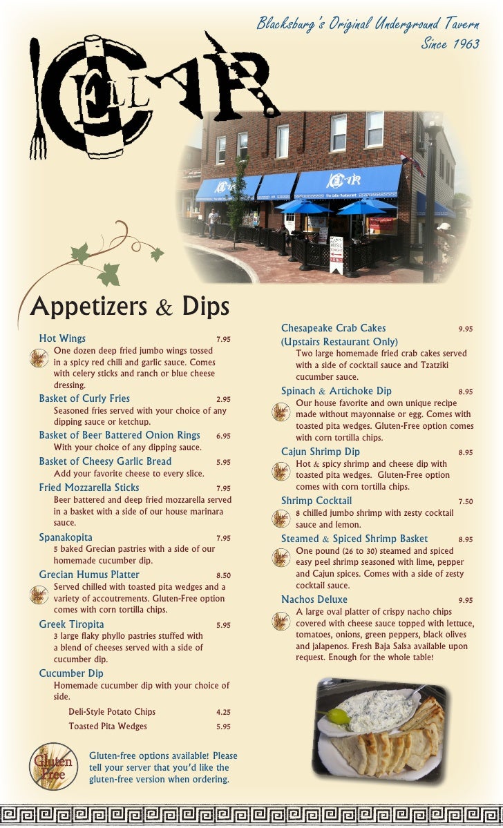 The Cellar Restaurant New Menu