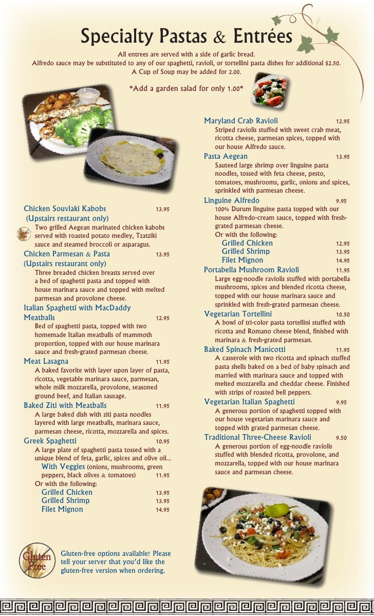 The Cellar Restaurant New Menu