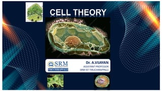 CELL THEORY
Dr. A.VIJAYAN
ASSISTANT PROFESSOR
SRM IST TIRUCHIRAPPALLI
 