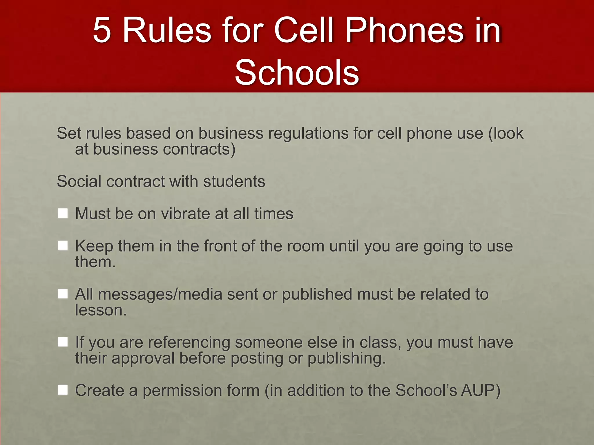 2007: Middle School Principal’s Journey“Last year the school ran out of calculators needed for a math exam, So I let a student use the calculator function on his cell phone. The student was excitedto use a phone instead of a calculator. I found 19 of my 22 students had phones.”-Kipp Rogers, Principal at Passages Middle School in Virginia