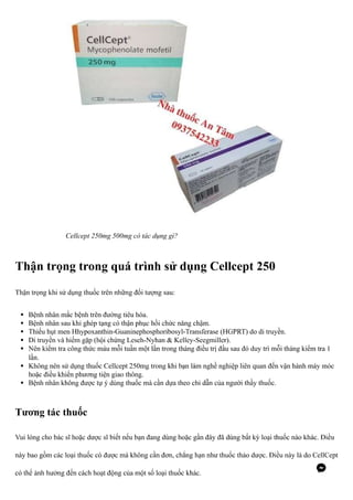 Cellcept – Thuoc chong thai ghep co quan tot nhat | PDF