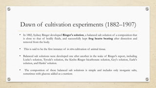Sidney Ringer Animal Cell culture media techniques used | PPTX