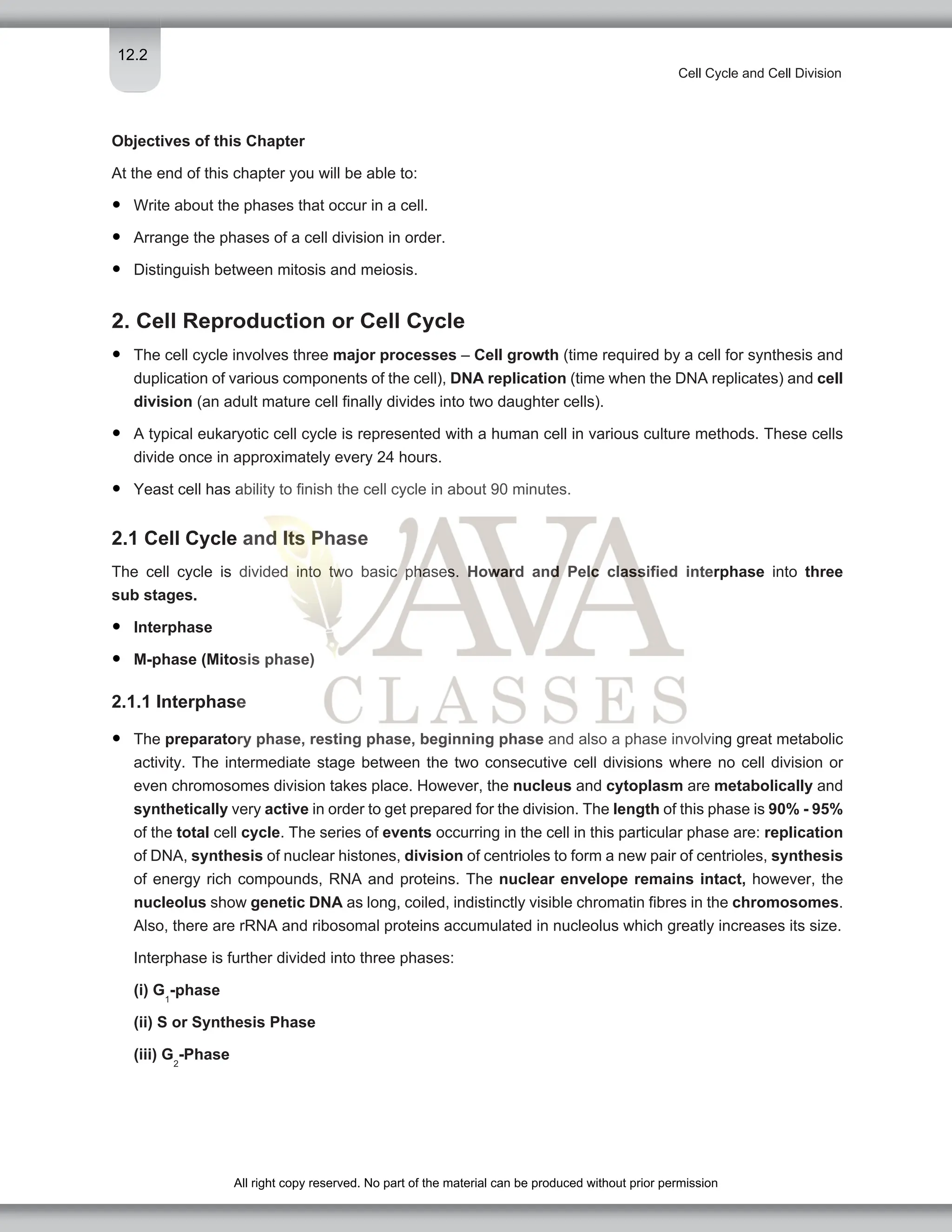 Cell Cycle and Cell Division Class 11 Important Notes for NEET Biology ...