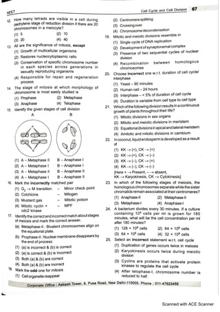 cell cycle and division.pdf aakash module | PDF
