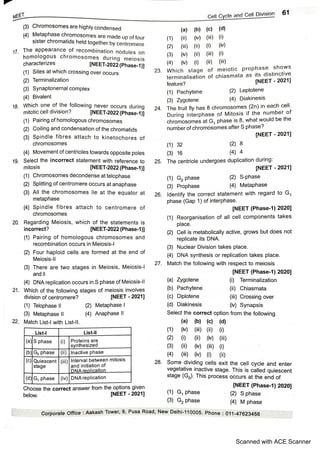 cell cycle and division.pdf aakash module | PDF