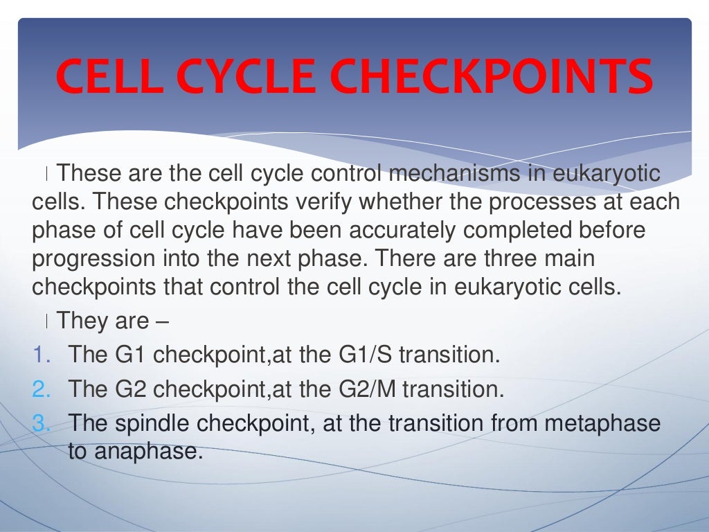 Cell cycle and its checkpoints