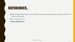 REFERENCES..
❑Anne Waugh,Allison grant,“Ross and Wilson,Anatomy and physiology in health and Illness”12th
edition and sons,Inc.
❑ www.OpenStax.com
❑www.wikipedia.com
Mr.Tushar D. Morankar 17
 