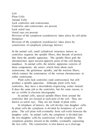 Astral Rays Cell DivisionCell Division in ProkaryotesBinary FissionDef | DOCX