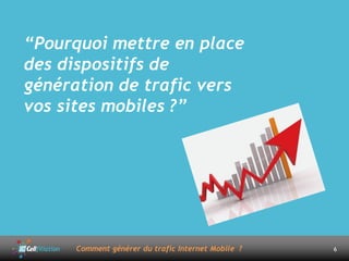 “Pourquoi mettre en place
des dispositifs de
génération de trafic vers
vos sites mobiles ?”




     Comment générer du trafic Internet Mobile ?   6
 
