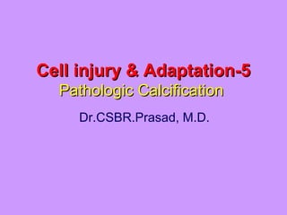 Cell injury & Adaptation-5Cell injury & Adaptation-5
Pathologic CalcificationPathologic Calcification
Dr.CSBR.Prasad, M.D.
 