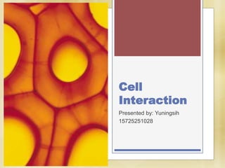 Cell
Interaction
Presented by: Yuningsih
15725251028
 