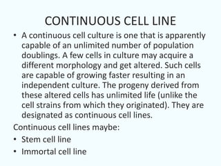 Cell lines seminar | PPTX