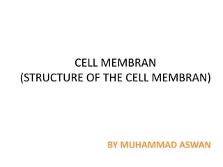 CELL MEMBRAN
(STRUCTURE OF THE CELL MEMBRAN)
BY MUHAMMAD ASWAN
 
