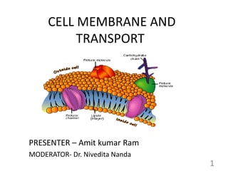 CELL MEMBRANE AND
TRANSPORT
PRESENTER – Amit kumar Ram
MODERATOR- Dr. Nivedita Nanda
1
 