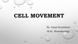 CELL MOVEMENT
By: Gopal Kumbhani
M.Sc. Biotechnology
 