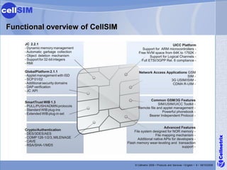cellSIM

 Functional overview of CellSIM




                                                                                                         Cellnetrix
                                  © Cellnetrix 2009 • Products and Services • English • 8 • 09/10/2008
 