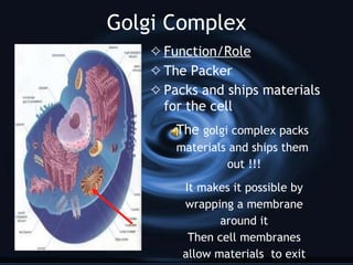Cell Membrane Function/Role Controls what comes in an out of the cell They let things in  They let things out  They let things in  They let things out  It controls what comes in And controls what goes out  They cover up the cell  That’s what they’re all about yeah  