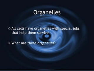 Organelles All cells have organelles with special jobs that help them survive What are these organelles? 