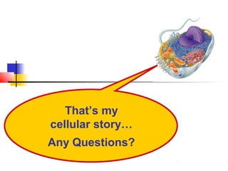 That’s my
cellular story…
Any Questions?
 