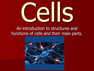 An introduction to structures and
functions of cells and their main parts.
Cells
 