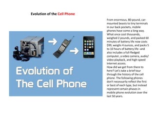 Cellphone evolution