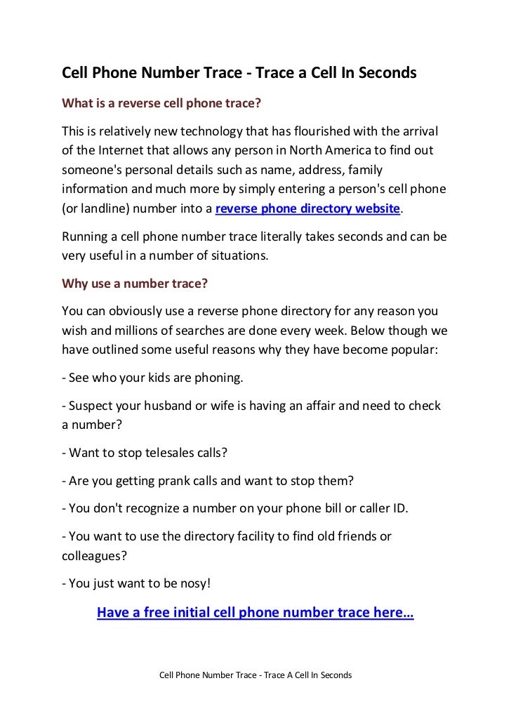 Cell Phone Number Trace Trace A Cell In Seconds
