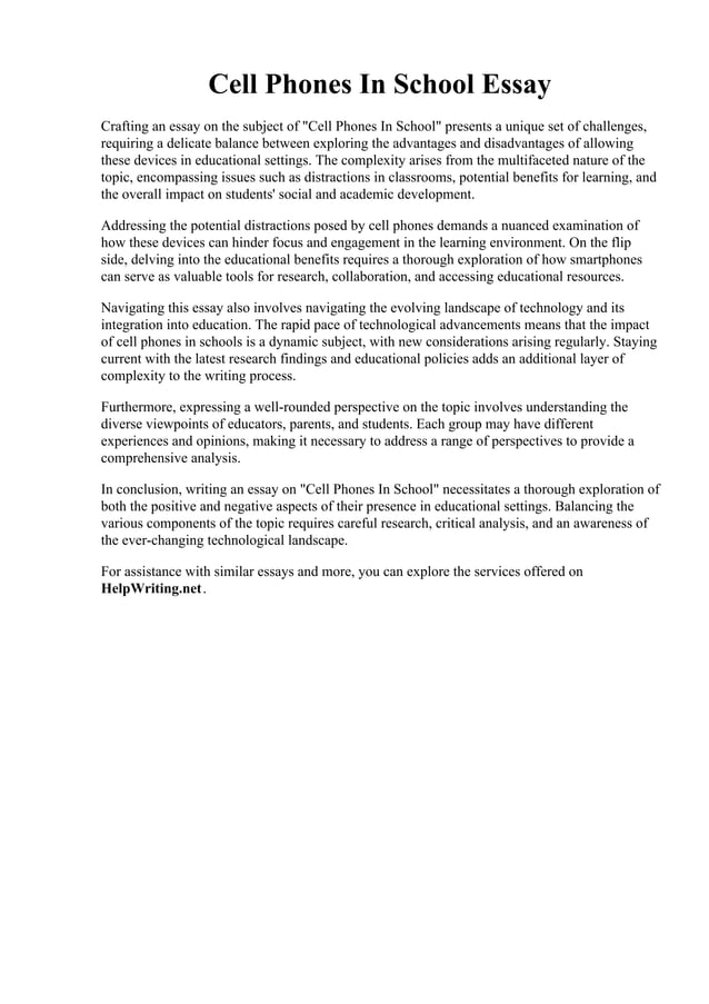 Cell Phones In School Essay. Argumentative Essay on Cell Phones Should