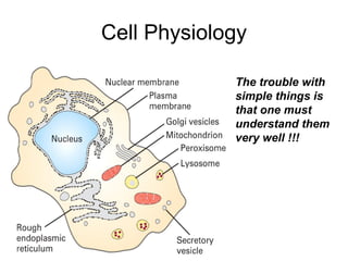 Cell Physiology The trouble with simple things is that one must understand them very well !!! 