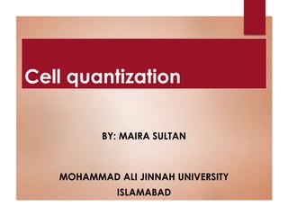 Cell quantization
BY: MAIRA SULTAN
MOHAMMAD ALI JINNAH UNIVERSITY
ISLAMABAD
 
