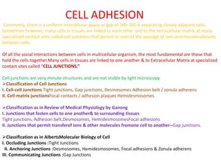 Cell recognition and adhesion | PPTX
