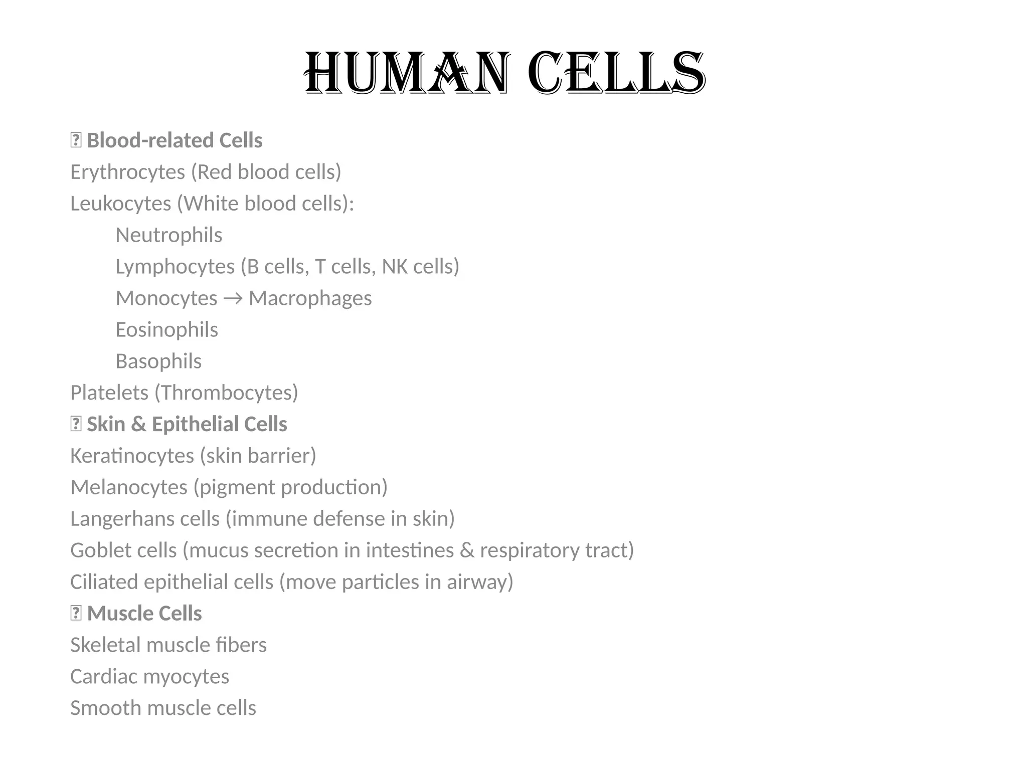 human body cells #list of cells #medical study | PPTX