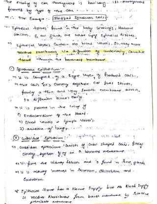 Cells and tissues written notes | PDF
