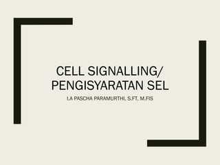 CELL SIGNALLING/
PENGISYARATAN SEL
I.A PASCHA PARAMURTHI, S.FT, M.FIS
 