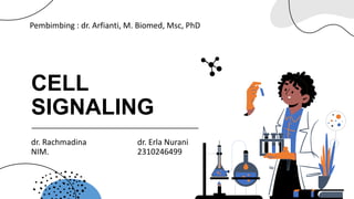 CELL
SIGNALING
dr. Rachmadina dr. Erla Nurani
NIM. 2310246499
Pembimbing : dr. Arfianti, M. Biomed, Msc, PhD
 