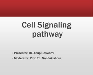 Cell Signaling
pathway
▪ Presenter: Dr. Anup Goswami
▪ Moderator: Prof. Th. Nandakishore
 