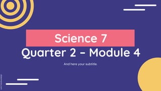 Science 7
Quarter 2 – Module 4
And here your subtitle.
 